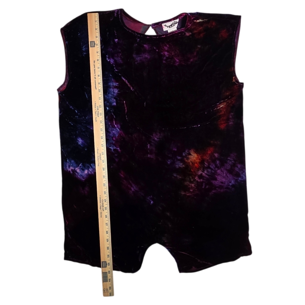 Free People Riverside Velvet Romper Purple Tie Dye Silk Blend Boho Small NWT - Picture 5 of 13